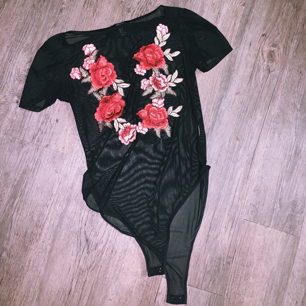 Mesh floral bodysuit
